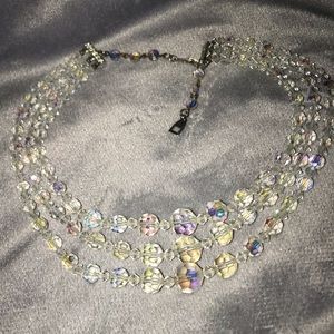 Gorgeous aurora borealis. Vintage necklace